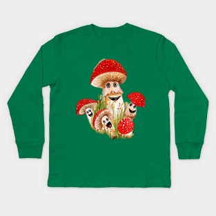 Mushroom family Kids Long Sleeve T-Shirt